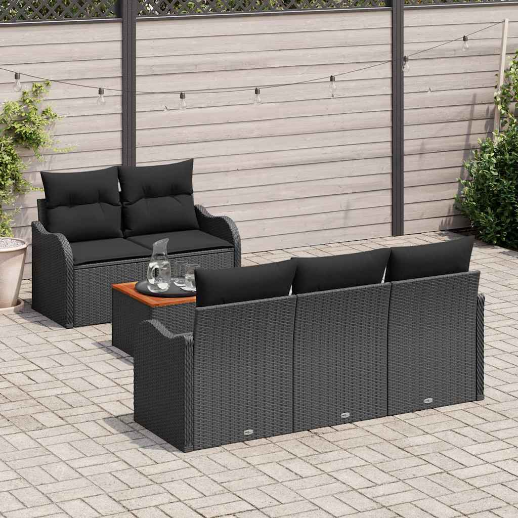 Set Divano da Giardino 6 pz Nero polyrattan | homemem39
