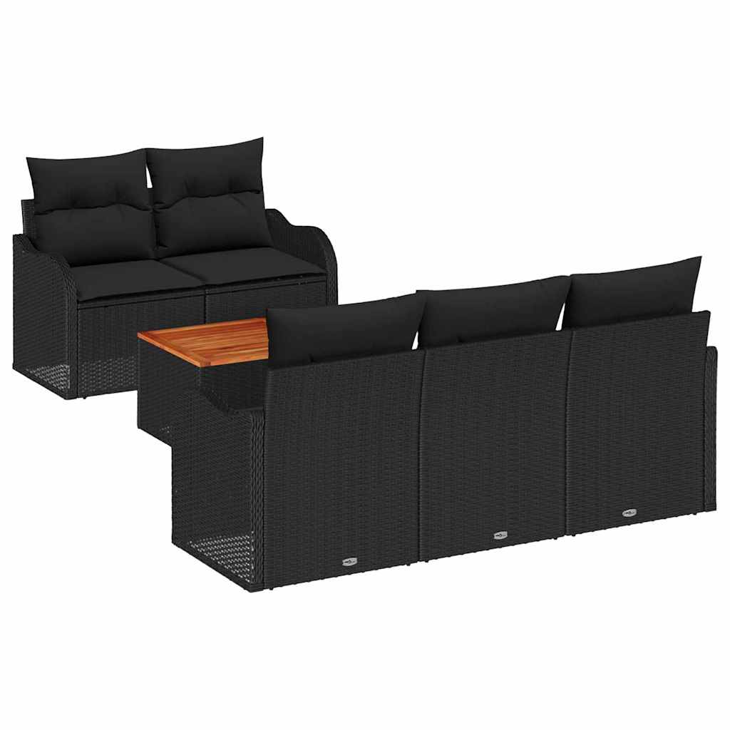 Set Divano da Giardino 6 pz Nero polyrattan | homemem39