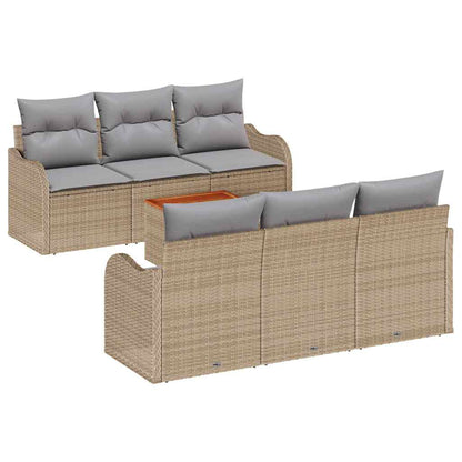 Set Divano da Giardino con cuscino 7 pcs Beige polyrattan | homemem39