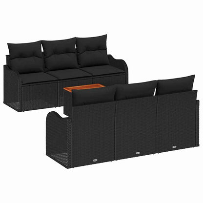 Set Divano da Giardino 7 pz Nero polyrattan | homemem39