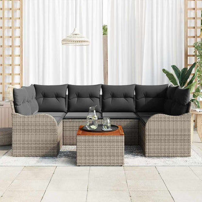 Set Divano da Giardino con cuscino 7 pcs Grigio polyrattan