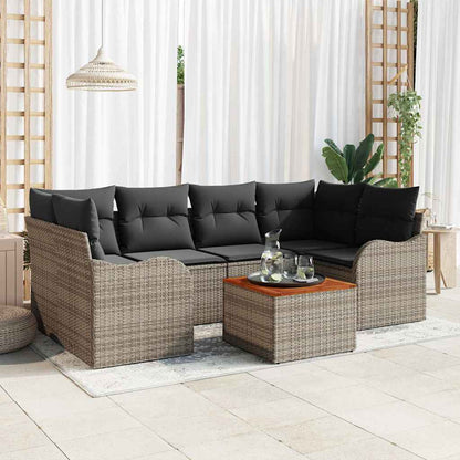 Set Divano da Giardino con cuscino 7 pcs Grigio polyrattan