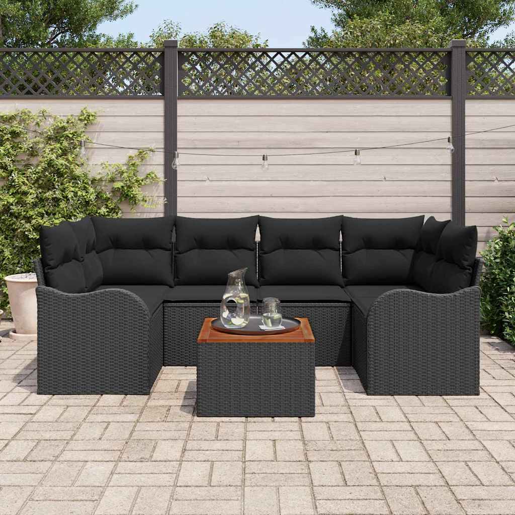 Set Divano da Giardino 7 pz Nero polyrattan | homemem39
