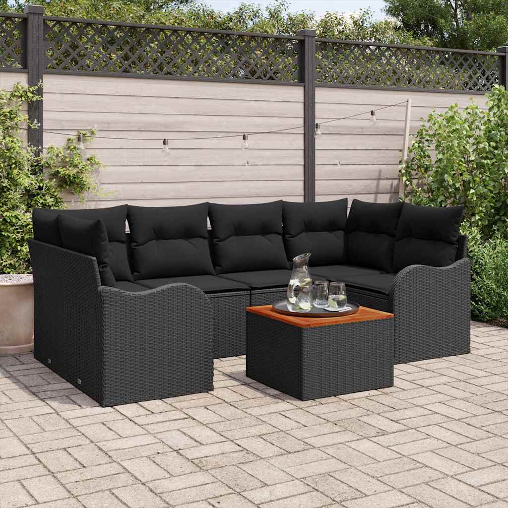 Set Divano da Giardino 7 pz Nero polyrattan | homemem39