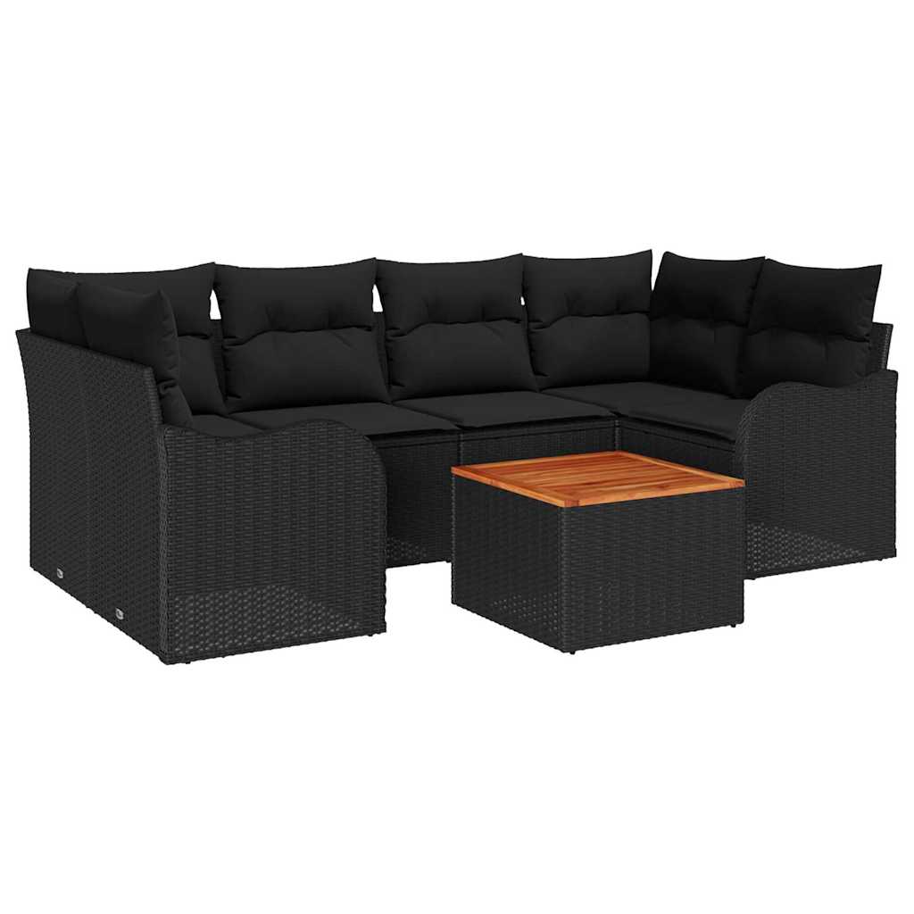 Set Divano da Giardino 7 pz Nero polyrattan | homemem39