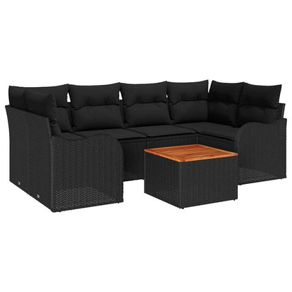 Set Divano da Giardino 7 pz Nero polyrattan | homemem39