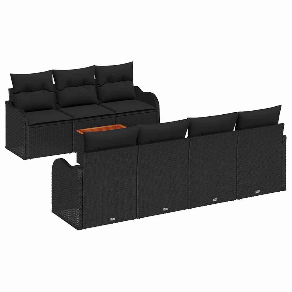 Set Divano da Giardino 8 pz Nero polyrattan | homemem39