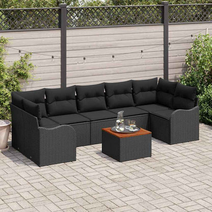 Set Divano da Giardino con cuscino 8 pcs Nero polyrattan | homemem39