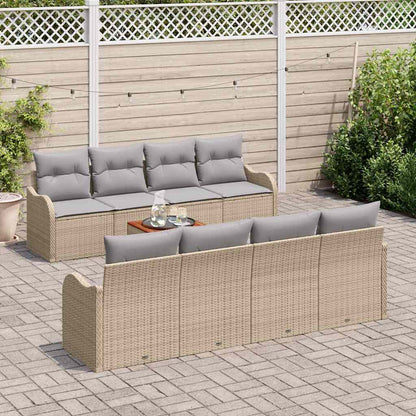 Set Divano da Giardino con cuscino 9 pcs Beige polyrattan | homemem39