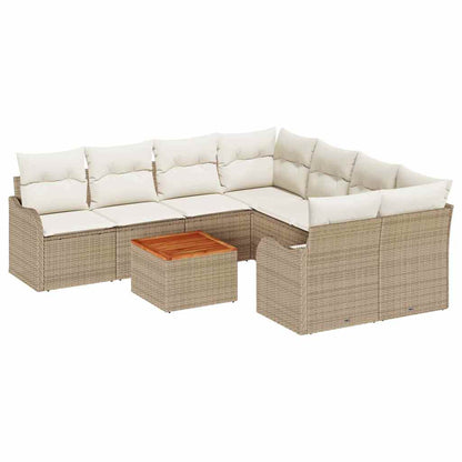 Set Divano da Giardino con cuscino 9 pcs Beige polyrattan | homemem39
