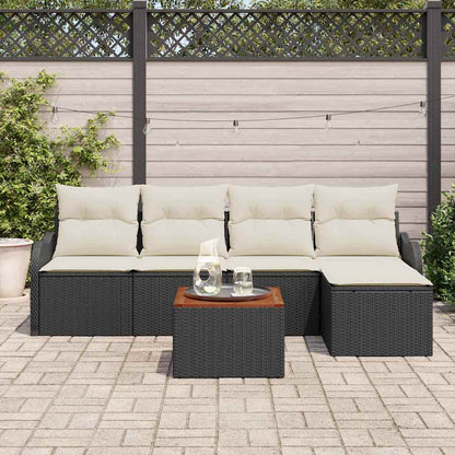 Set Divano da Giardino con cuscino 6 pcs Nero polyrattan | homemem39