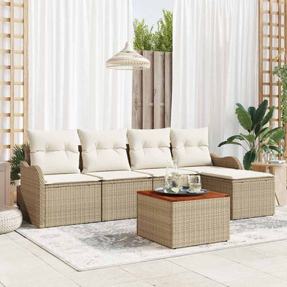 Set Divano da Giardino con cuscino 6 pcs Beige polyrattan