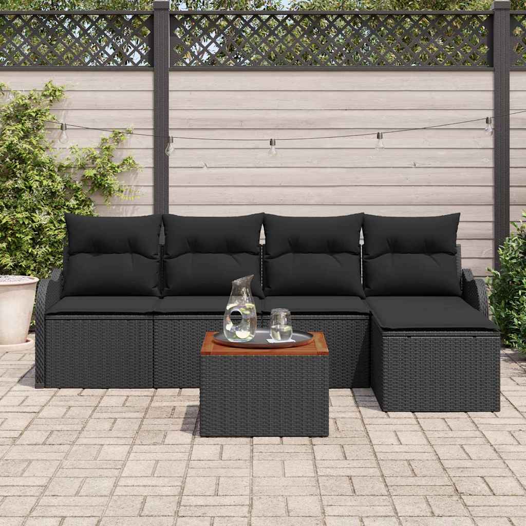 Set Divano da Giardino 6 pz Nero polyrattan | homemem39