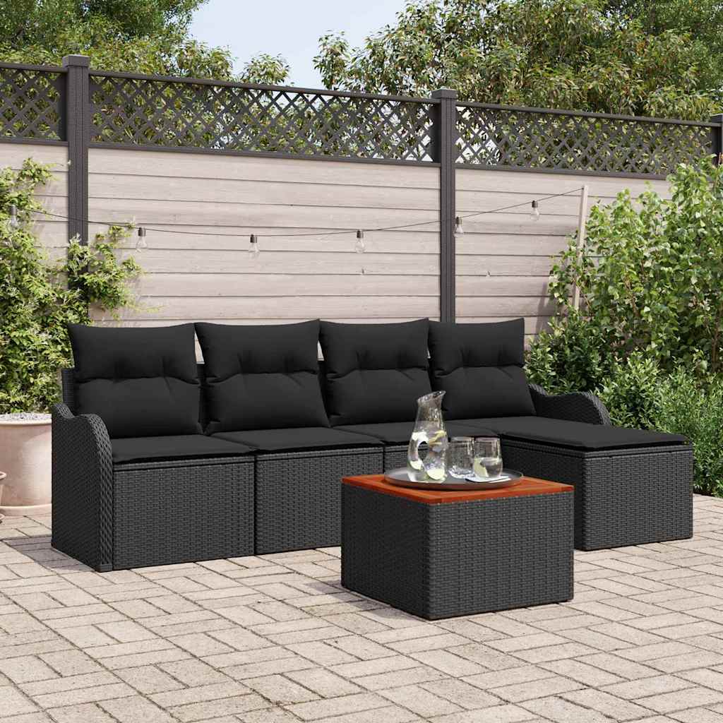 Set Divano da Giardino 6 pz Nero polyrattan | homemem39