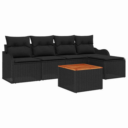 Set Divano da Giardino 6 pz Nero polyrattan | homemem39