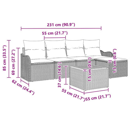 Set Divano da Giardino 6 pz Nero polyrattan | homemem39