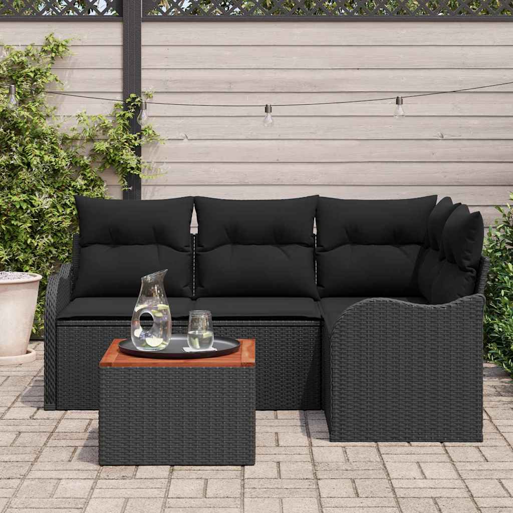 Set Divano da Giardino 5 pz Nero polyrattan | homemem39