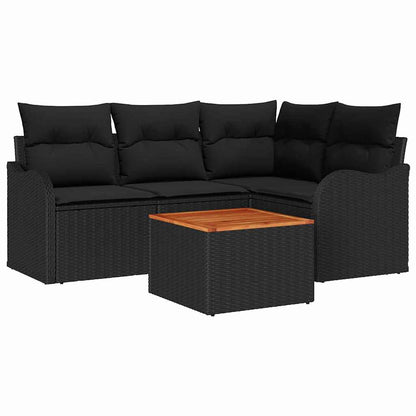 Set Divano da Giardino 5 pz Nero polyrattan | homemem39
