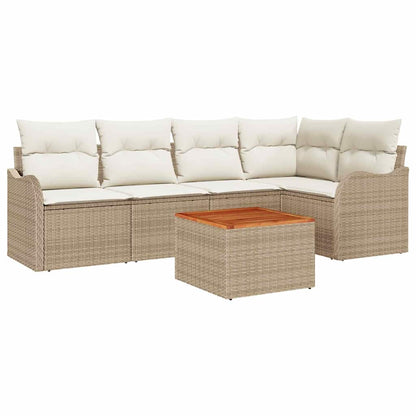 Set Divano da Giardino con cuscino 6 pcs Beige polyrattan