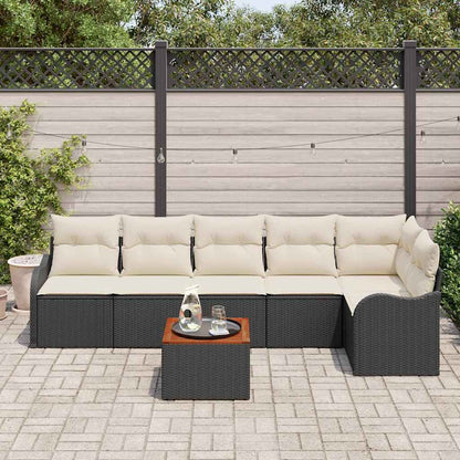 Set Divano da Giardino con cuscino 7 pcs Nero polyrattan | homemem39