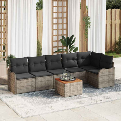 Set Divano da Giardino con cuscino 7 pcs Grigio polyrattan | homemem39