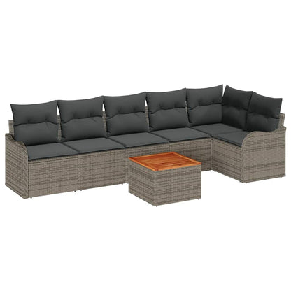 Set Divano da Giardino con cuscino 7 pcs Grigio polyrattan | homemem39