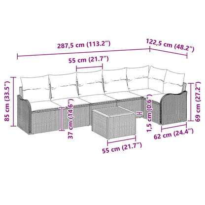 Set Divano da Giardino con cuscino 7 pcs Beige polyrattan | homemem39