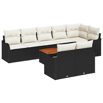 Set Divano da Giardino con cuscino 9 pcs Nero polyrattan | homemem39