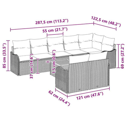 Set Divano da Giardino con cuscino 9 pcs Nero polyrattan | homemem39