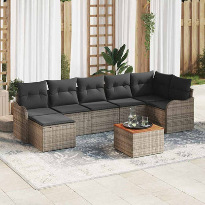Set Divano da Giardino con cuscino 8 pcs Grigio polyrattan | homemem39