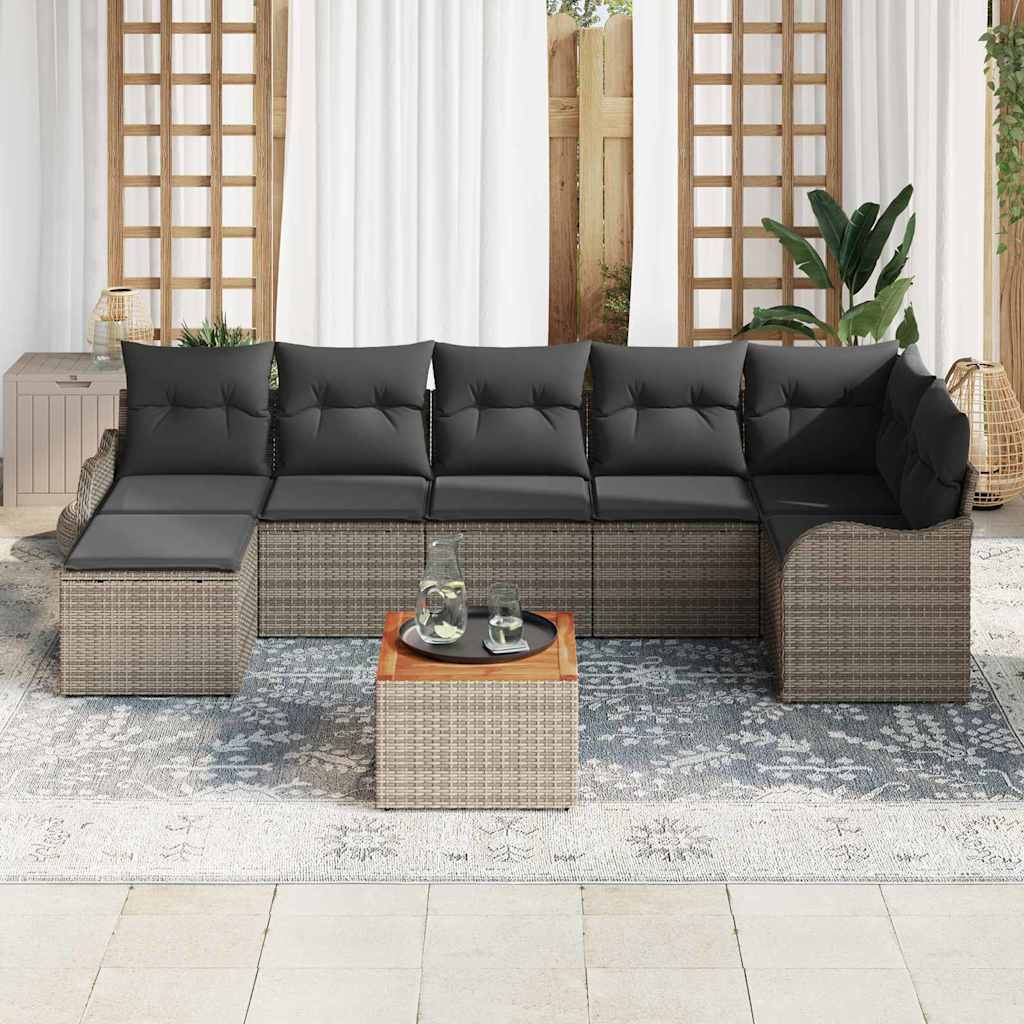Set Divano da Giardino con cuscino 8 pcs Grigio polyrattan | homemem39