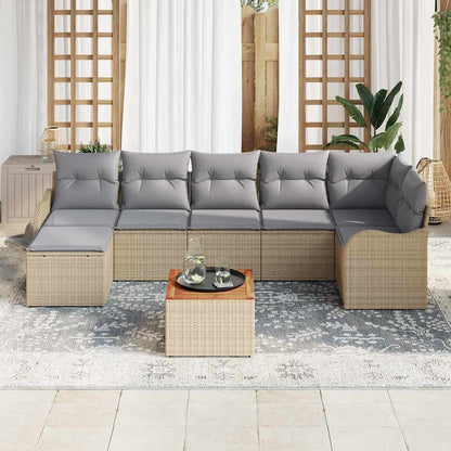 Set Divano da Giardino con cuscino 8 pcs Beige polyrattan | homemem39