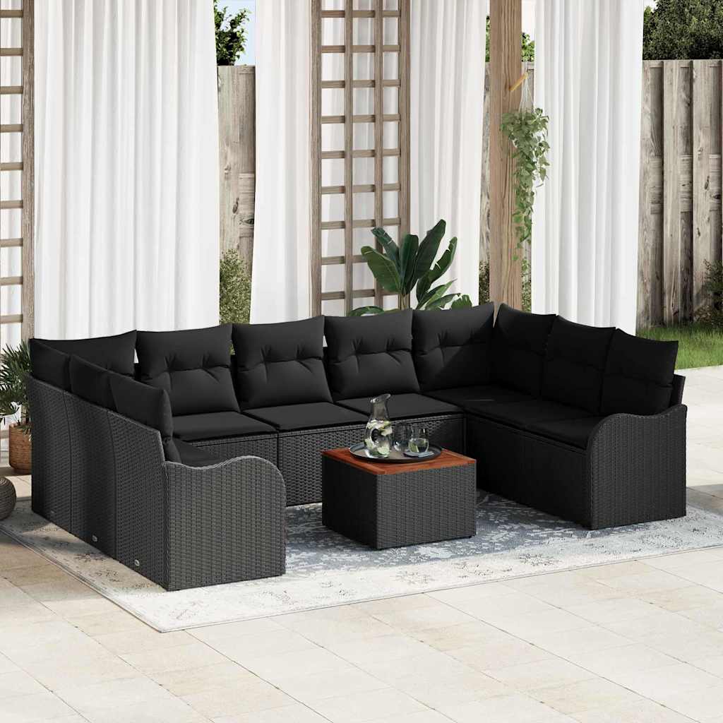 Set Divano da Giardino 10 pz Nero polyrattan | homemem39
