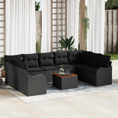 Set Divano da Giardino 10 pz Nero polyrattan | homemem39