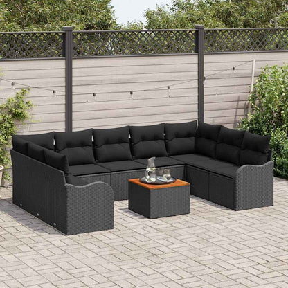 Set Divano da Giardino 10 pz Nero polyrattan | homemem39