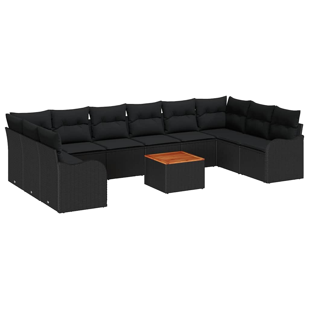Set Divano da Giardino 10 pz Nero polyrattan | homemem39