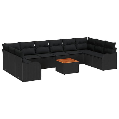 Set Divano da Giardino 10 pz Nero polyrattan | homemem39