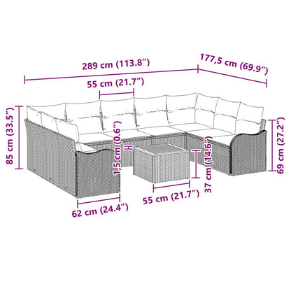Set Divano da Giardino 10 pz Nero polyrattan | homemem39