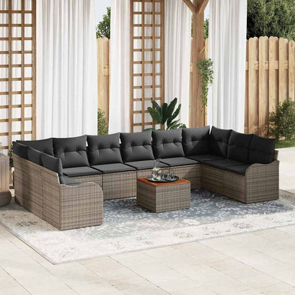 Set Divano da Giardino con cuscino 11 pcs Grigio polyrattan | homemem39