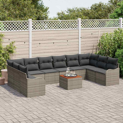 Set Divano da Giardino con cuscino 11 pcs Grigio polyrattan | homemem39