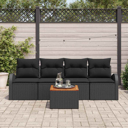 Set Divano da Giardino 5 pz Nero polyrattan | homemem39