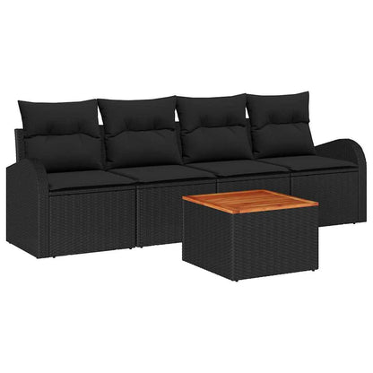 Set Divano da Giardino 5 pz Nero polyrattan | homemem39