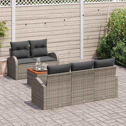 Set Divano da Giardino con cuscino 6 pcs Grigio polyrattan | homemem39