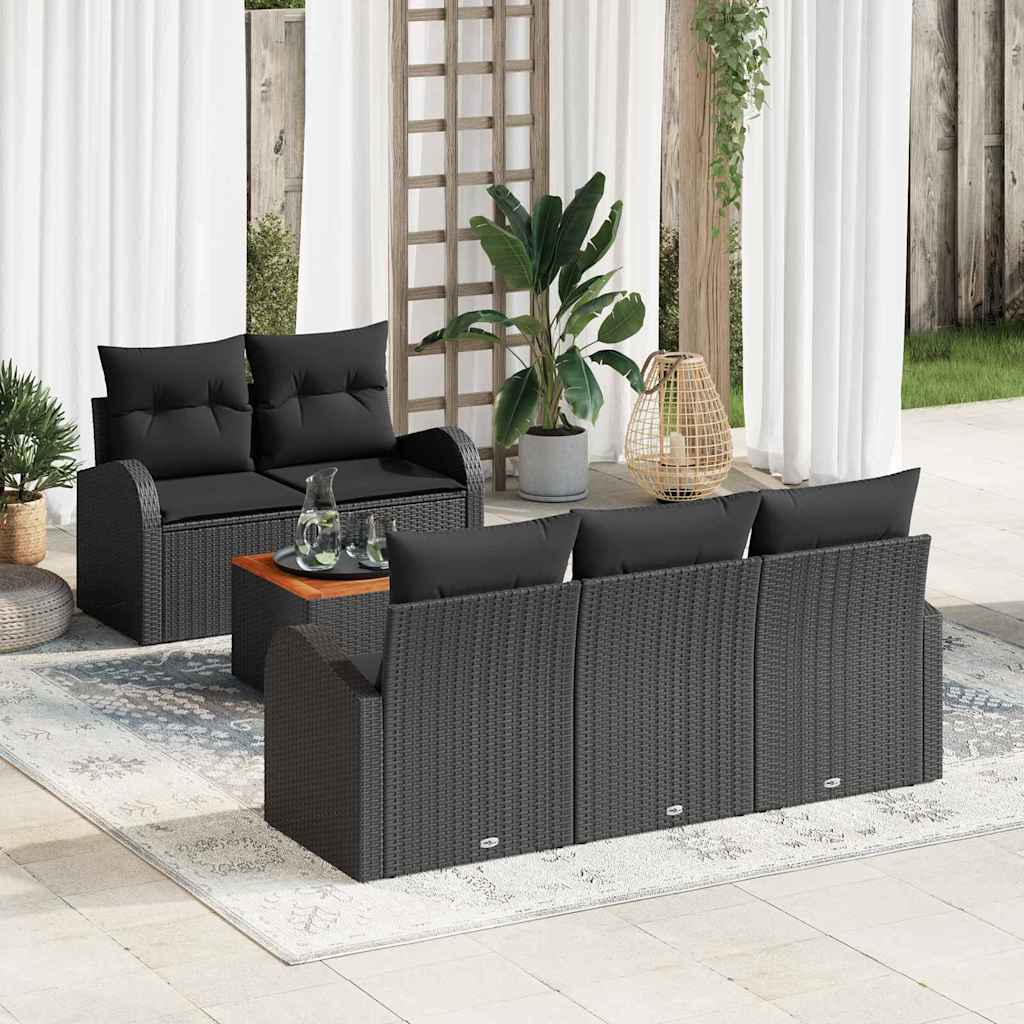 Set Divano da Giardino 6 pz Nero polyrattan | homemem39