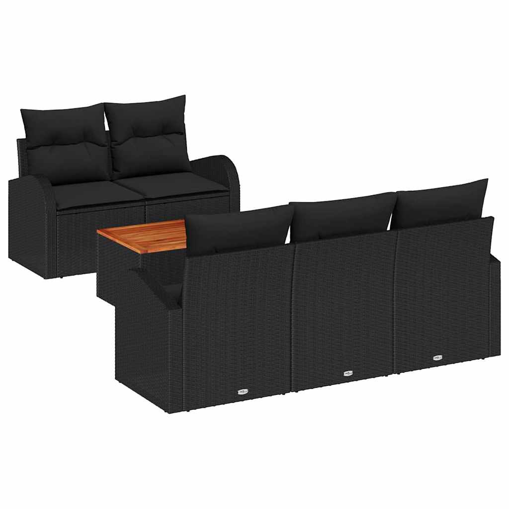 Set Divano da Giardino 6 pz Nero polyrattan | homemem39