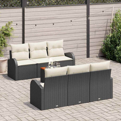 Set Divano da Giardino con cuscino 7 pcs Nero polyrattan | homemem39