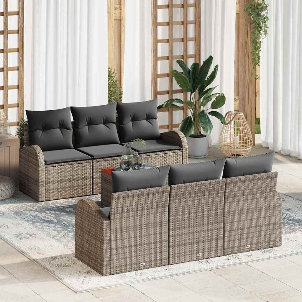 Set Divano da Giardino con cuscino 7 pcs Grigio polyrattan | homemem39