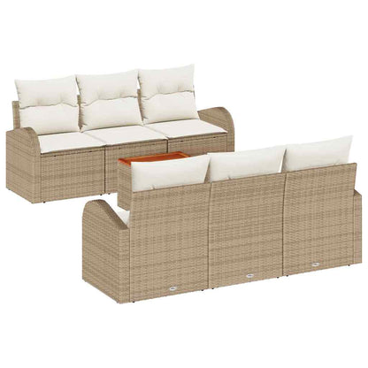 Set Divano da Giardino con cuscino 7 pcs Beige polyrattan