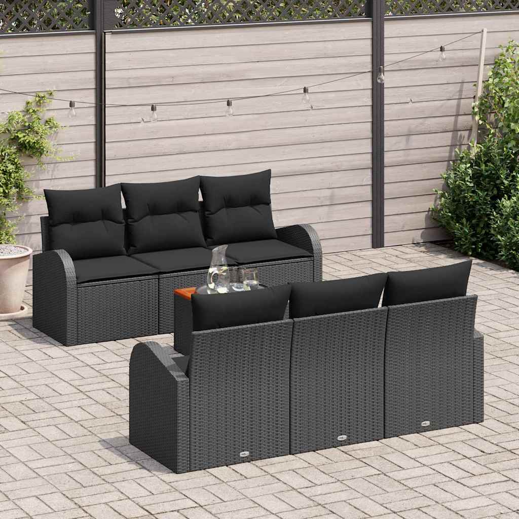Set Divano da Giardino 7 pz Nero polyrattan | homemem39