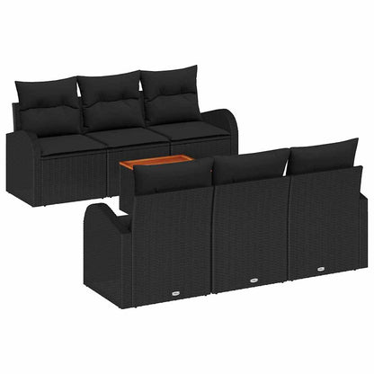 Set Divano da Giardino 7 pz Nero polyrattan | homemem39